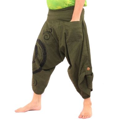 Harem Caprihose mit Spiralmuster aus Baumwolle