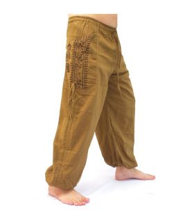 Thai Hippie Hose zum Zubinden Ethno Applikation aus schwerer Baumwolle