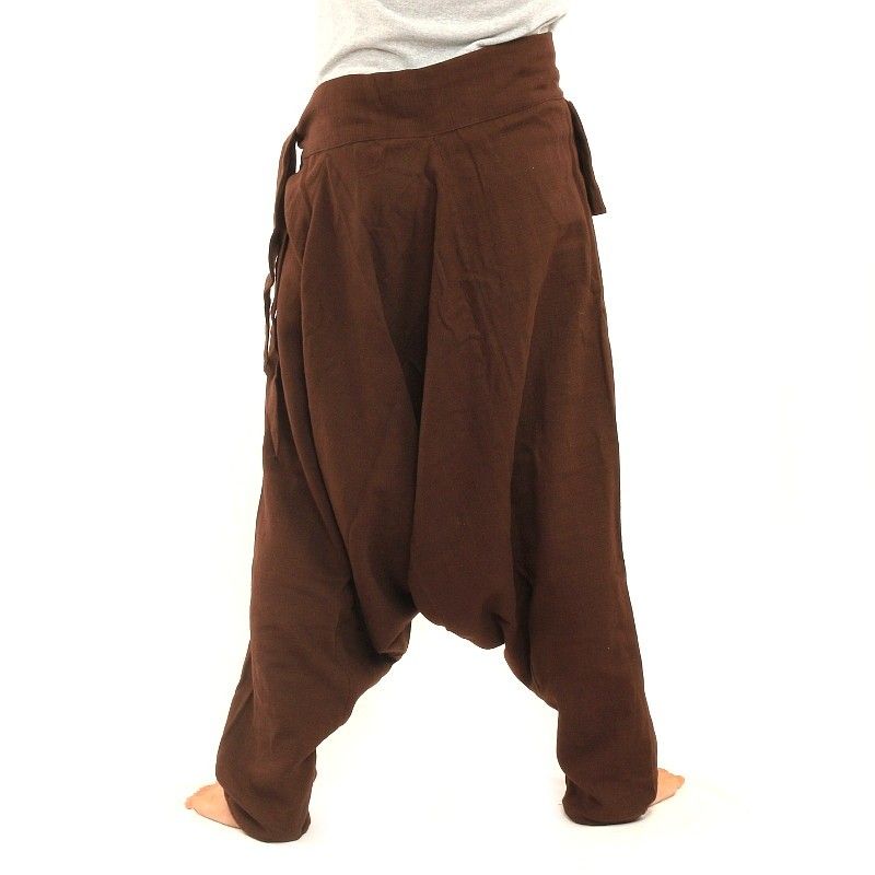 Pantalon Aladdin - avec petite poche latérale à nouer marron