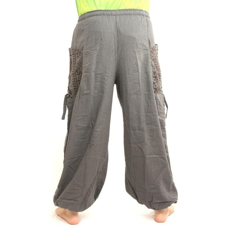 Thai Hippie Hose zum Zubinden Ethno Applikation aus schwerer Baumwolle