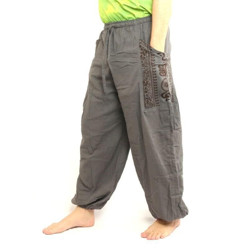 Thai Hippie Hose zum Zubinden Ethno Applikation aus schwerer Baumwolle