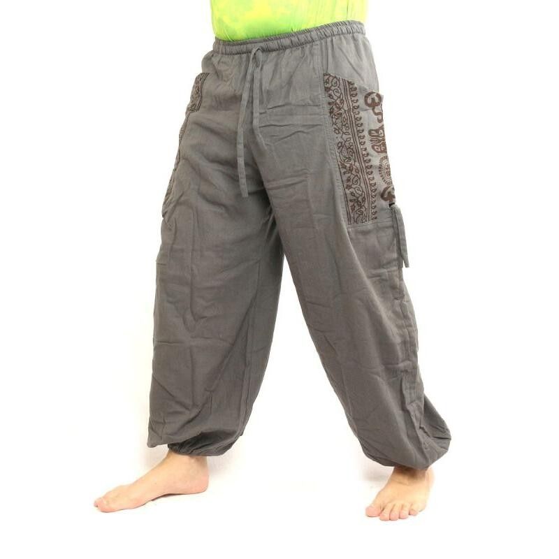 Thai Hippie Hose zum Zubinden Ethno Applikation aus schwerer Baumwolle