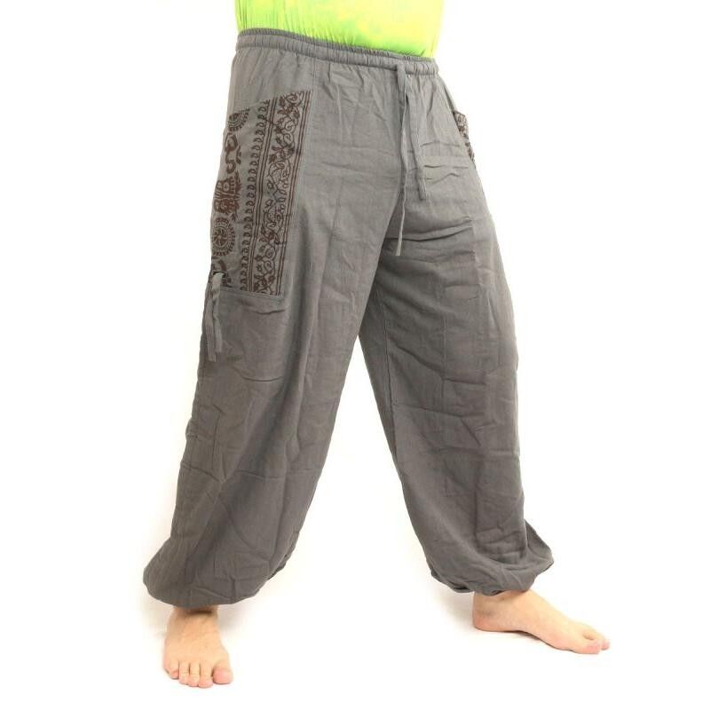 Thai Hippie Hose zum Zubinden Ethno Applikation aus schwerer Baumwolle