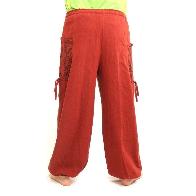 Thai Hippie Hose zum Zubinden Ethno Applikation aus schwerer Baumwolle