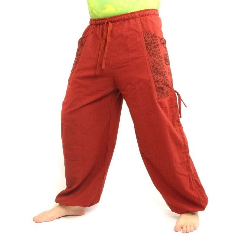 Thai Hippie Hose zum Zubinden Ethno Applikation aus schwerer Baumwolle