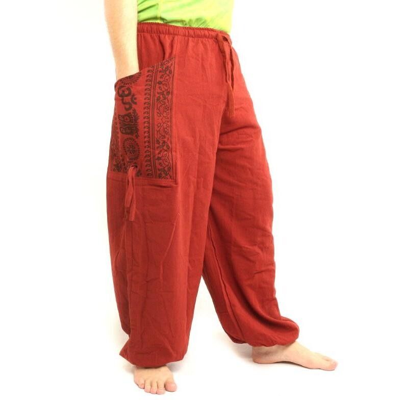 Thai Hippie Hose zum Zubinden Ethno Applikation aus schwerer Baumwolle