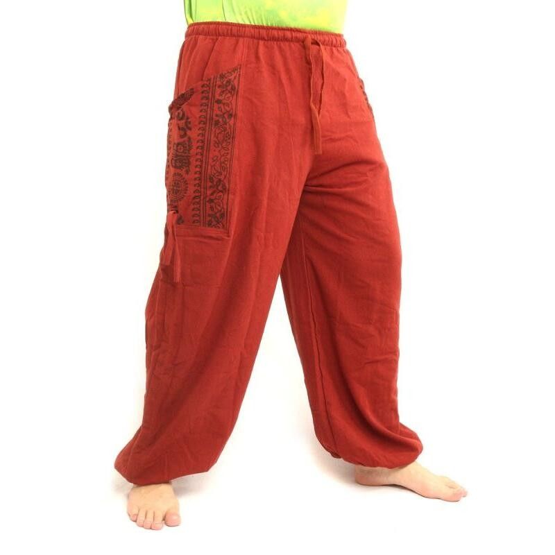 Thai Hippie Hose zum Zubinden Ethno Applikation aus schwerer Baumwolle