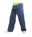 Pantalon de pêcheur thaïlandais extra long - bleu de coton