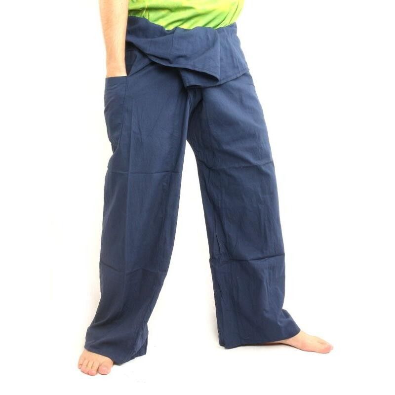 Thai Fischerhose extra lang- Baumwolle Kornblumen blau