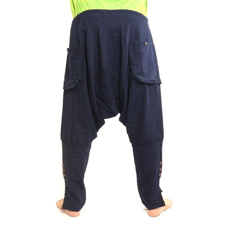 harem pants - cotton - blue