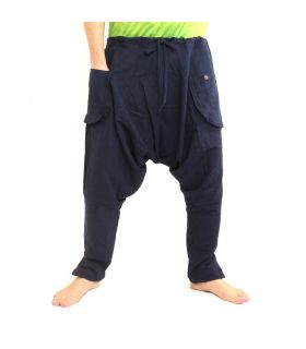 harem pants - cotton - blue