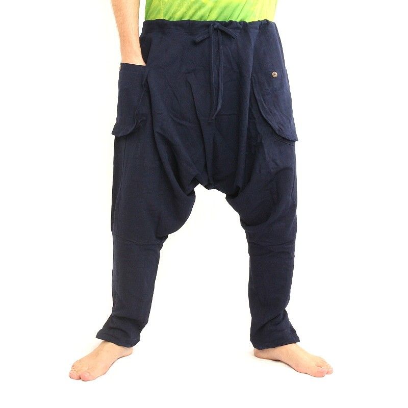 harem pants - cotton - blue