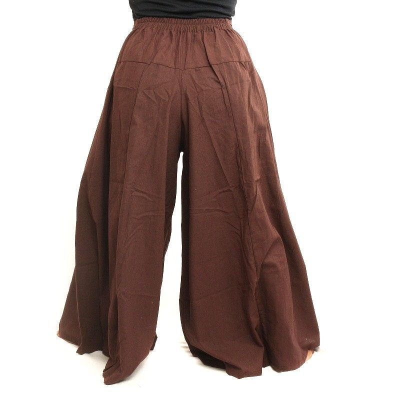 Pantalones de samurai de algodón marrón oscuro
