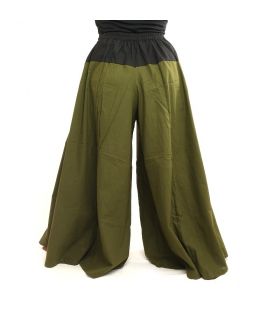 Pantalon de samouraï en coton vert olive foncé