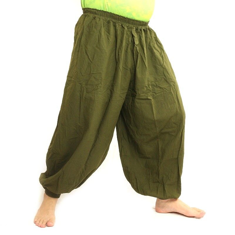 harem pants cotton olive green
