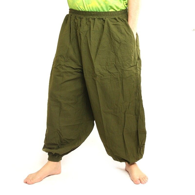 pantalon de harem coton vert olive