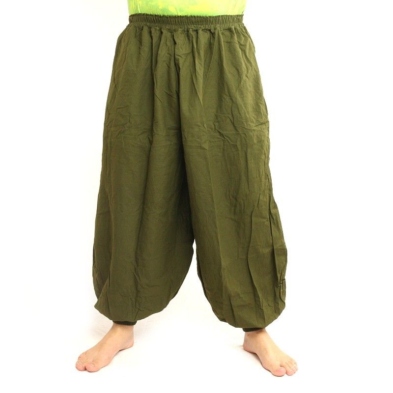 pantalon de harem coton vert olive