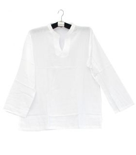 Chemise thaïlandaise en coton blanc taille XXXL