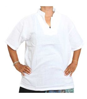 Razia Fashion - light cotton shirt white size M
