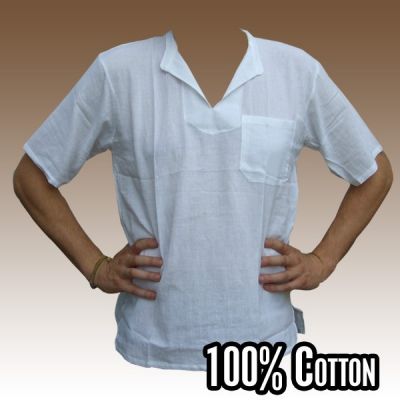 Razia Fashion - light Thai cotton shirt white size L
