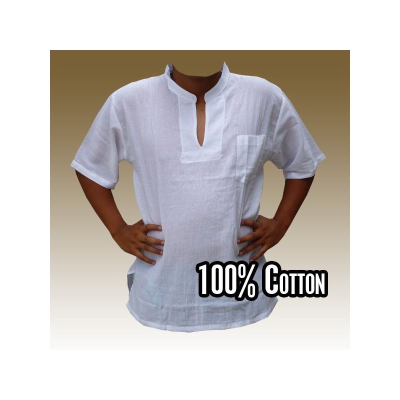 Razia Fashion - camisa ligera de algodón tailandés blanco talla XL