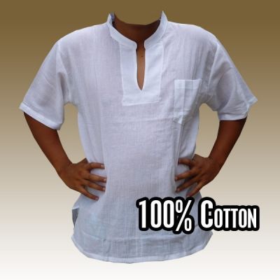 Razia Fashion - light Thai cotton shirt white size XL