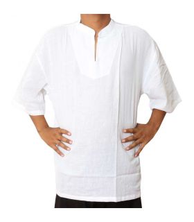 Razia Fashion - leichtes Thai Baumwollhemd weiß kurzärmelig Größe XXXL