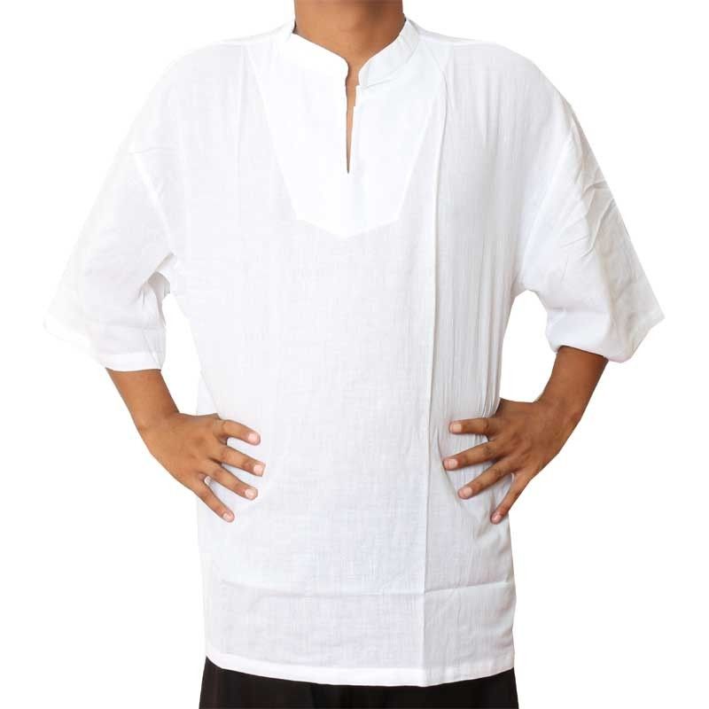 Razia Fashion - leichtes Thai Baumwollhemd weiß kurzärmelig Größe XXXL