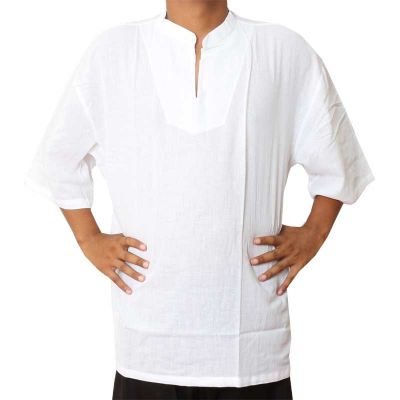 Razia Fashion - light Thai cotton shirt white short sleeve size XXXL