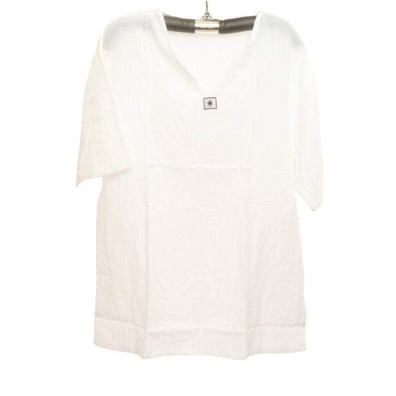 Razia Fashion - Camisa ligera de algodón tailandés blanco talla M