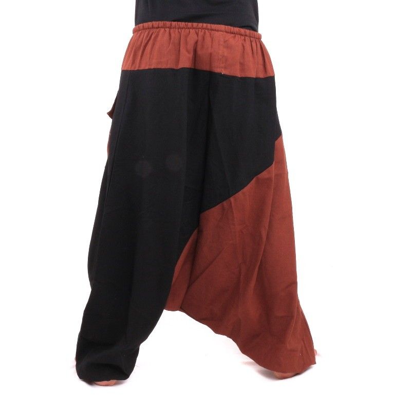 Aladinhose zweifarbig rot braun Baumwolle