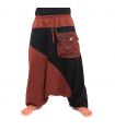 harem pants two-tone red brown cotton