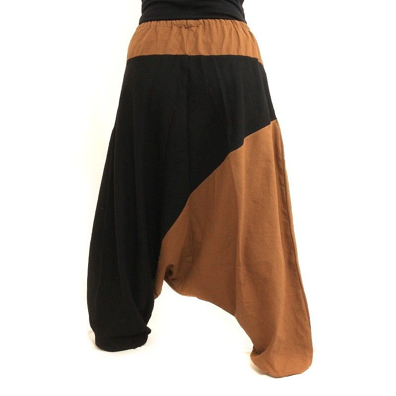 Aladinhose zweifarbig khaki schwarz Baumwolle