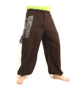 Thai Hippie Hose zum Zubinden Ethno Applikation aus schwerer Baumwolle