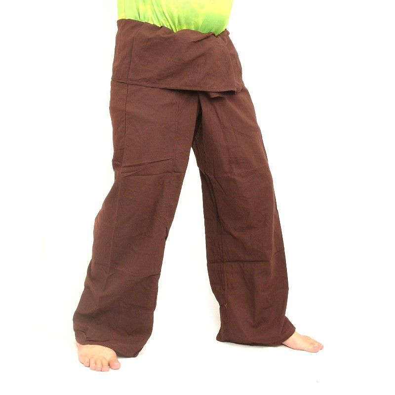 Pantalon de pêcheur - marron- Pantalon de pêcheur thaïlandais en coton extra long