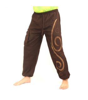 Chillerhose Schnörkelmuster braun
