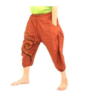 Boho capri pants with spiral pattern