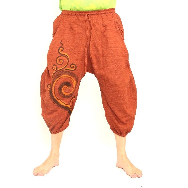 Boho capri pants with spiral pattern