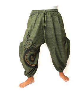 Pantalon 3/5 harem vert olive