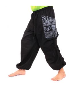 Thai Hippie Hose zum Zubinden Ethno Applikation aus schwerer Baumwolle