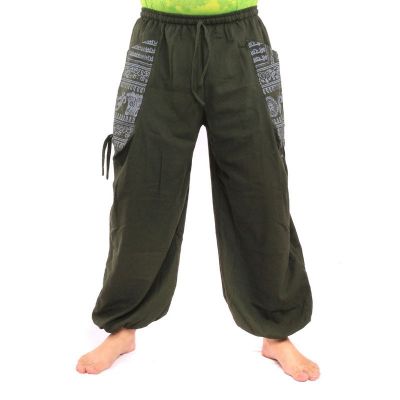 Thai Hippie Hose zum Zubinden Ethno Applikation aus schwerer Baumwolle