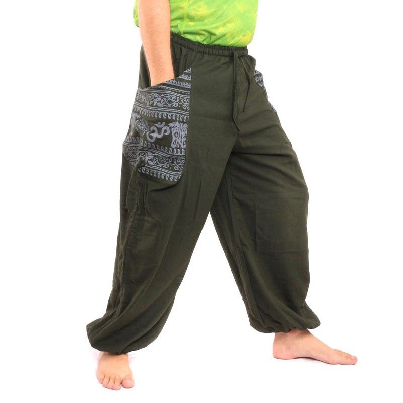 Thai Hippie Hose zum Zubinden Ethno Applikation aus schwerer Baumwolle