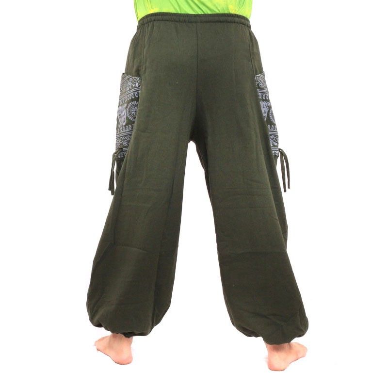 Thai Hippie Hose zum Zubinden Ethno Applikation aus schwerer Baumwolle