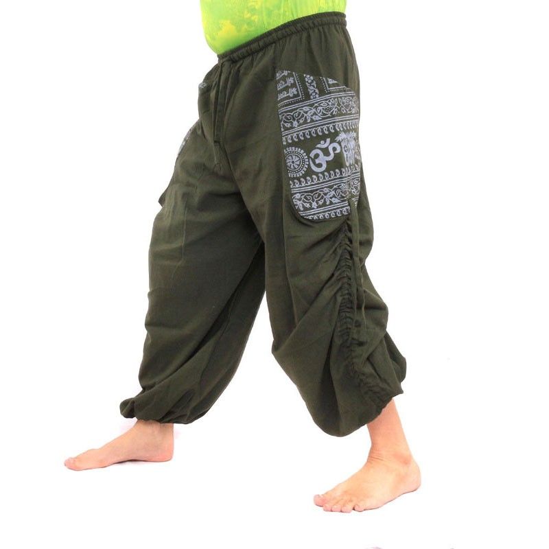 Thai Hippie Hose zum Zubinden Ethno Applikation aus schwerer Baumwolle