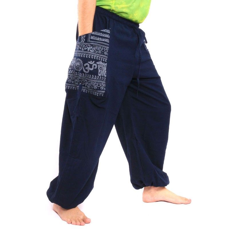 Thai Hippie Hose zum Zubinden Ethno Applikation aus schwerer Baumwolle