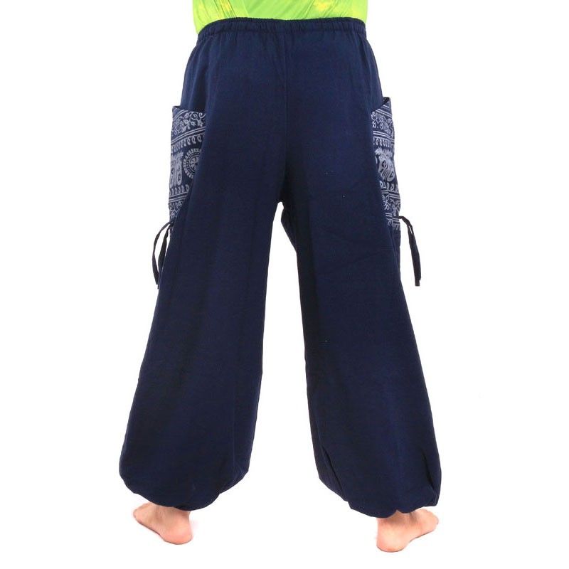 Thai Hippie Hose zum Zubinden Ethno Applikation aus schwerer Baumwolle