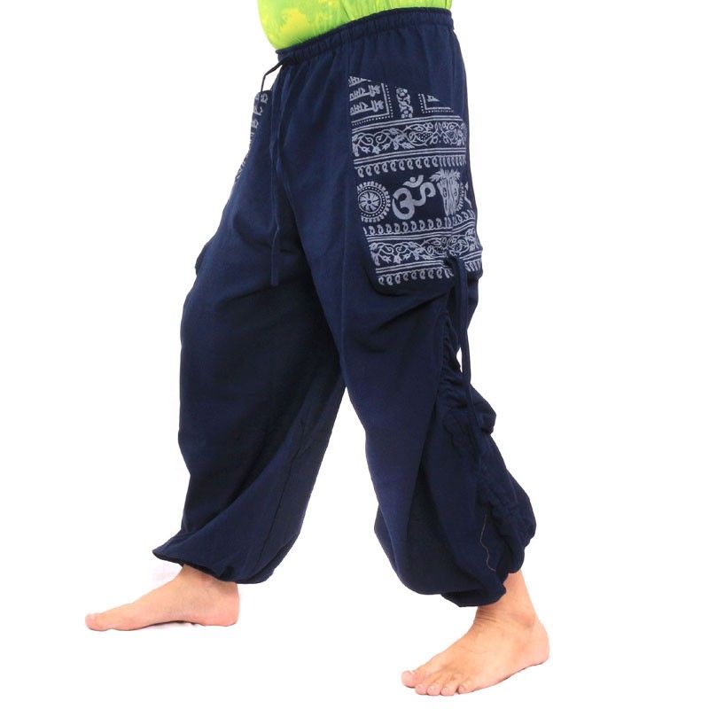 Thai Hippie Hose zum Zubinden Ethno Applikation aus schwerer Baumwolle