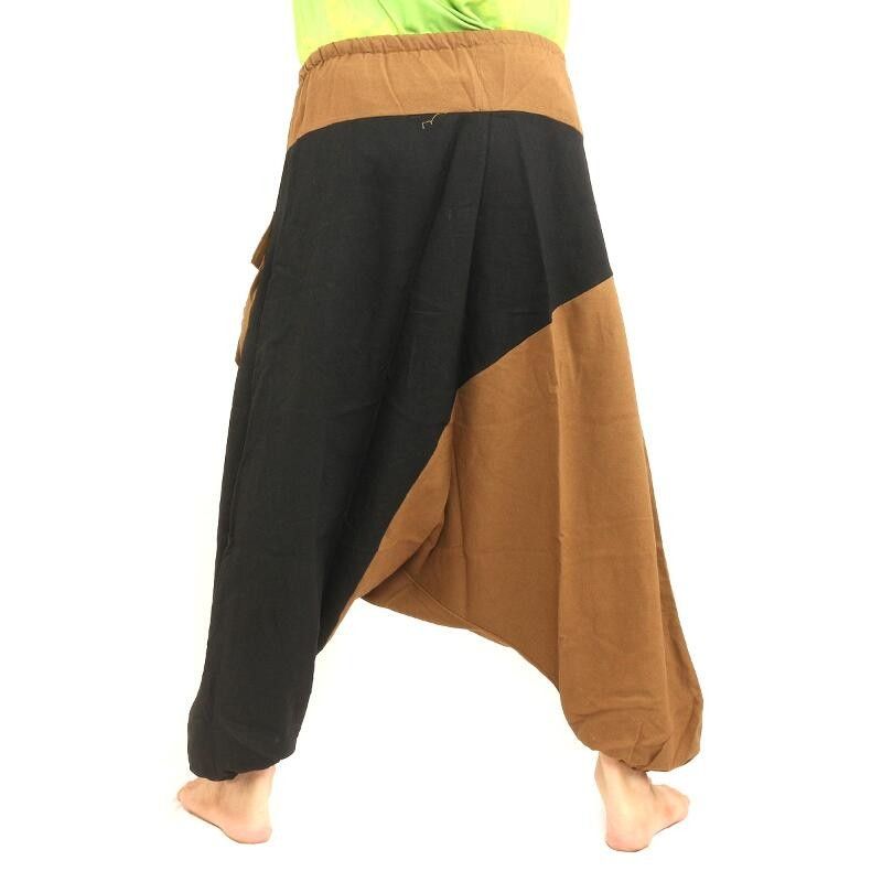 Aladinhose zweifarbig khaki schwarz Baumwolle