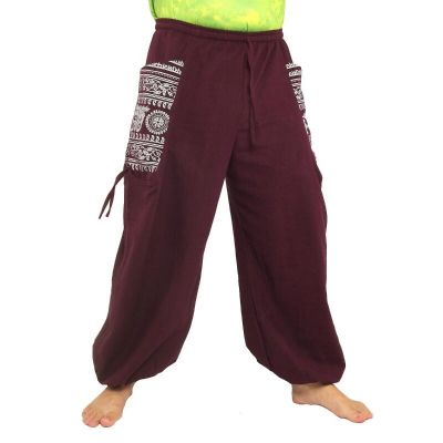 Thai Hippie Hose zum Zubinden Ethno Applikation aus schwerer Baumwolle