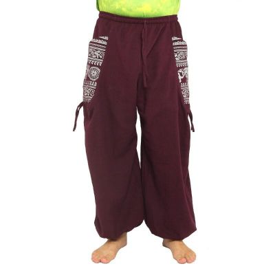 Thai Hippie Hose zum Zubinden Ethno Applikation aus schwerer Baumwolle
